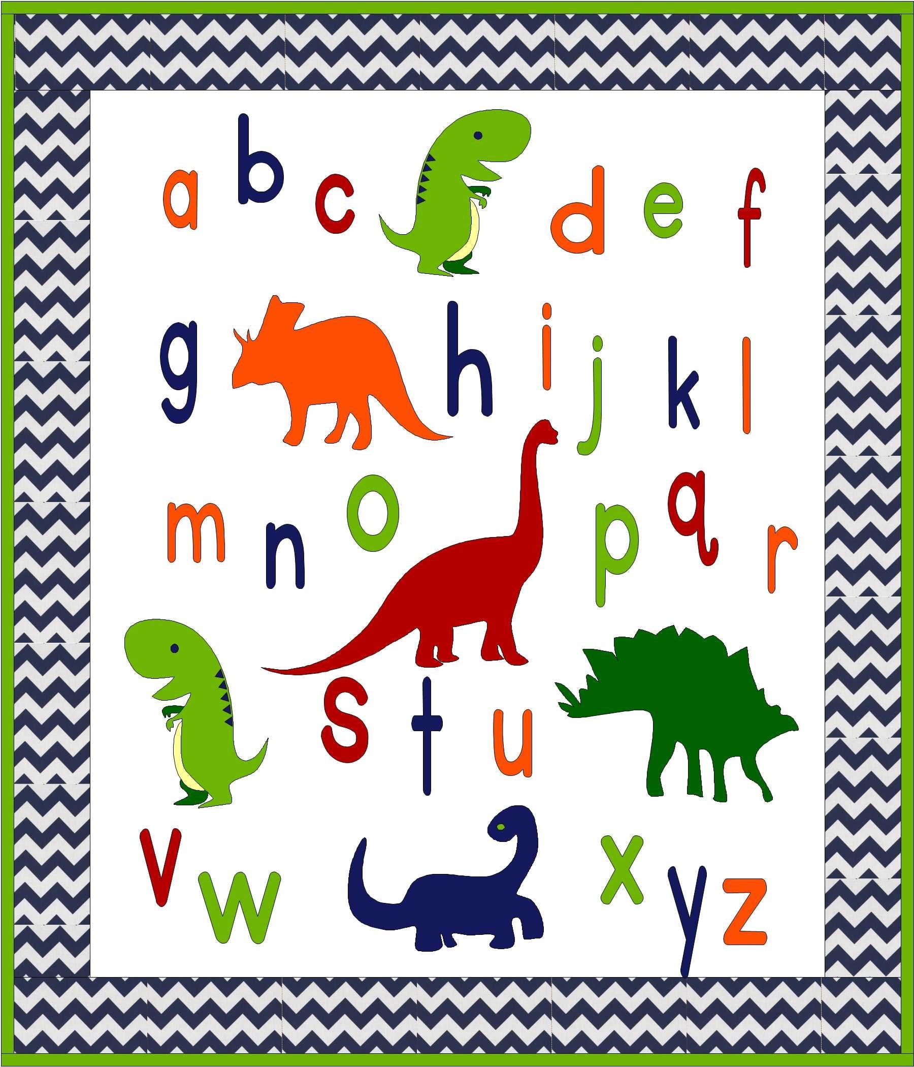 ABC Dinosaur Baby or Toddler Quilt Pattern