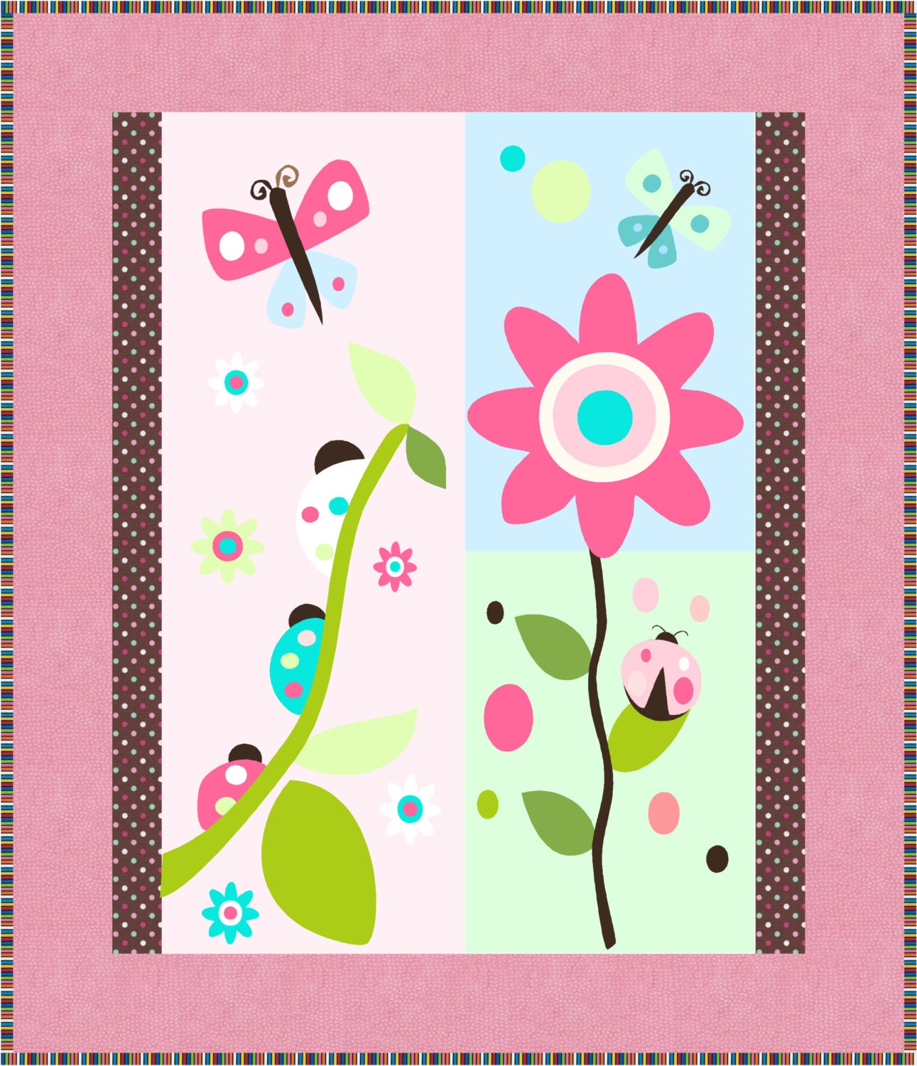 Ladybugs & Flowers Quilt Pattern