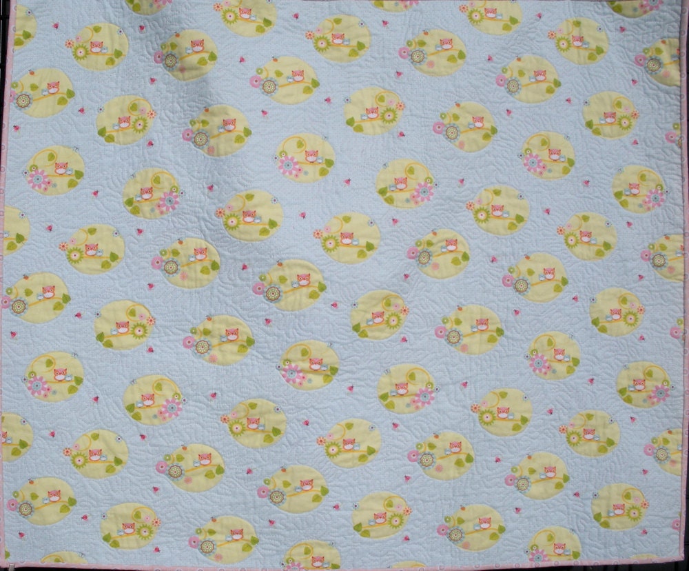 Sophie's Pink Baby Owls Modern Quilt