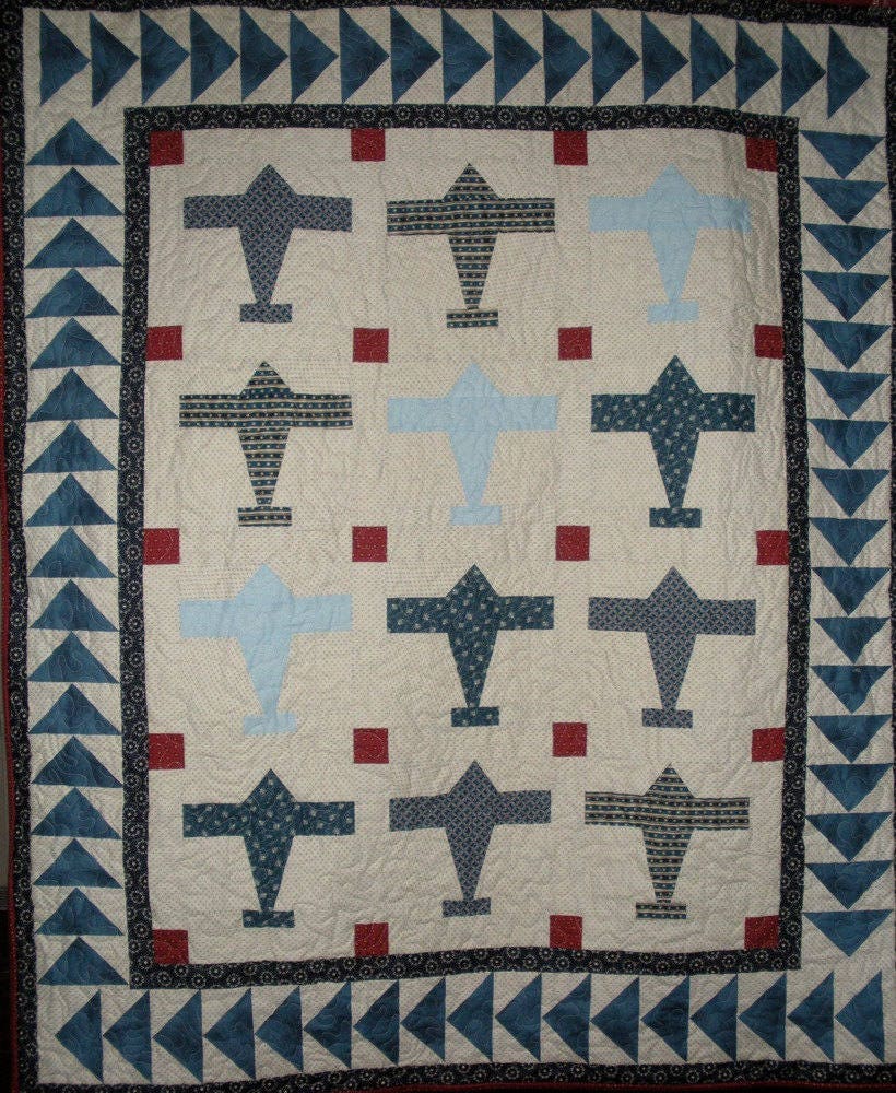 Airplane Quilt Pattern - Crib Size - Digital Download