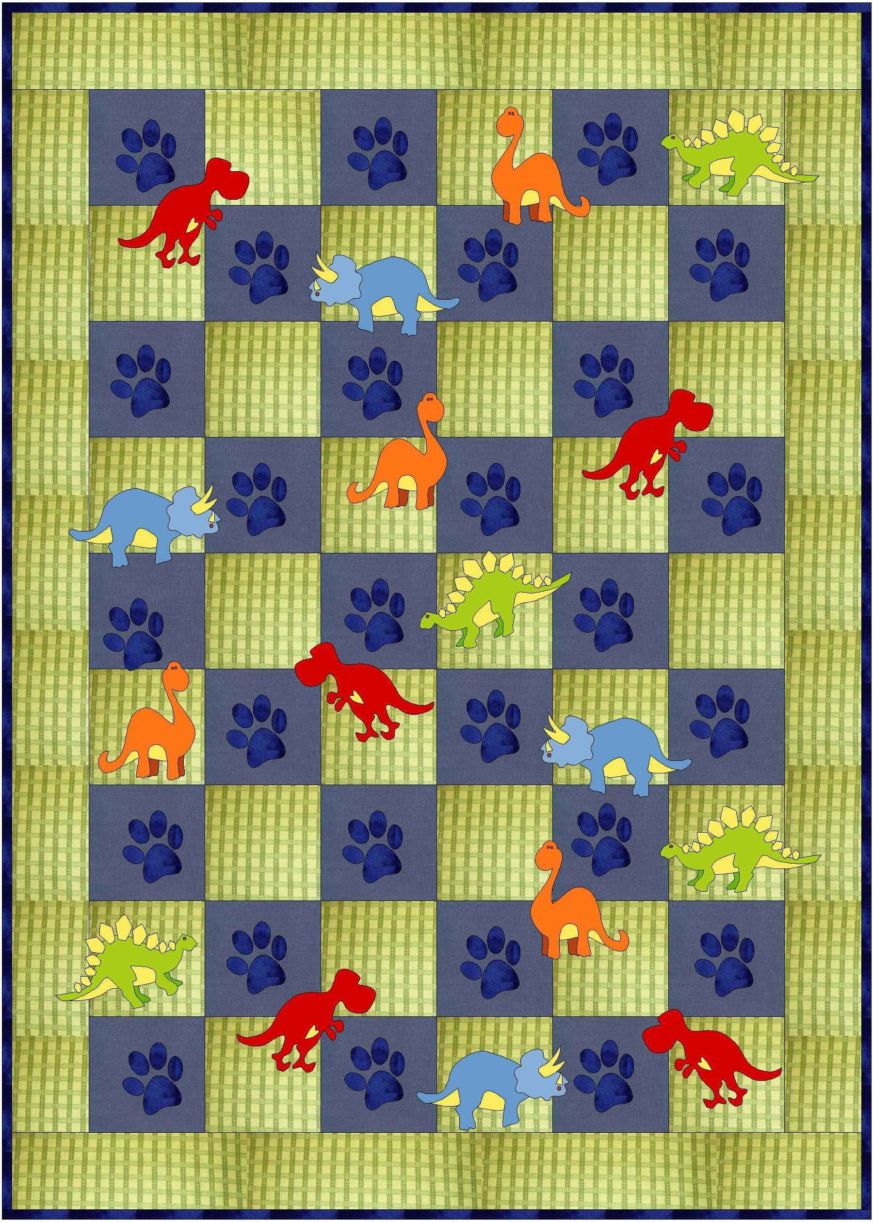 Dinosaur Block Baby or Toddler Quilt Pattern