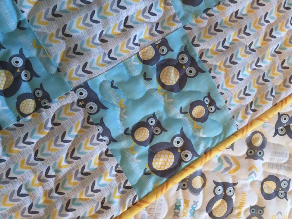 Modern Owls All Over Baby Quilt