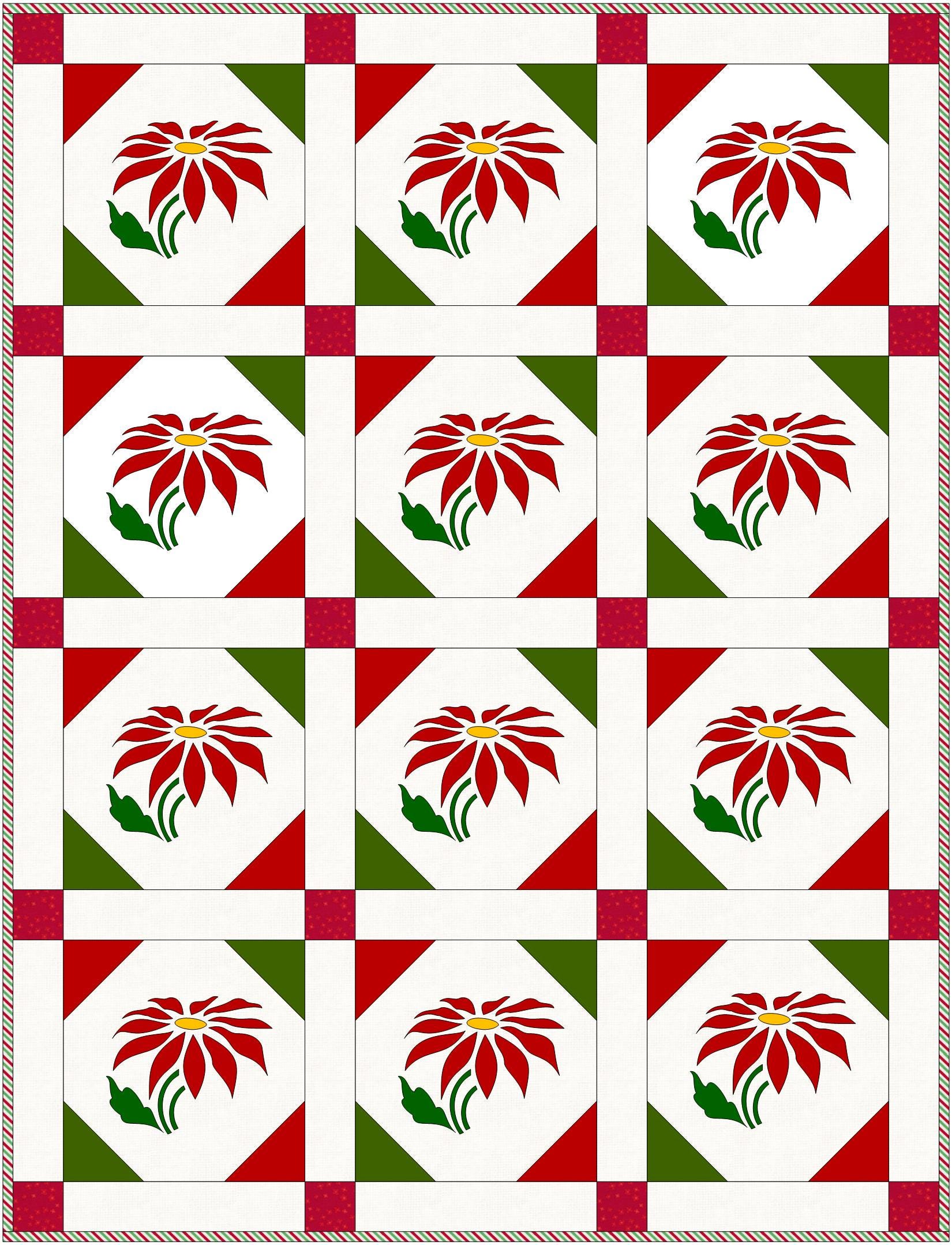 A Poinsettia Christmas Quilt Pattern