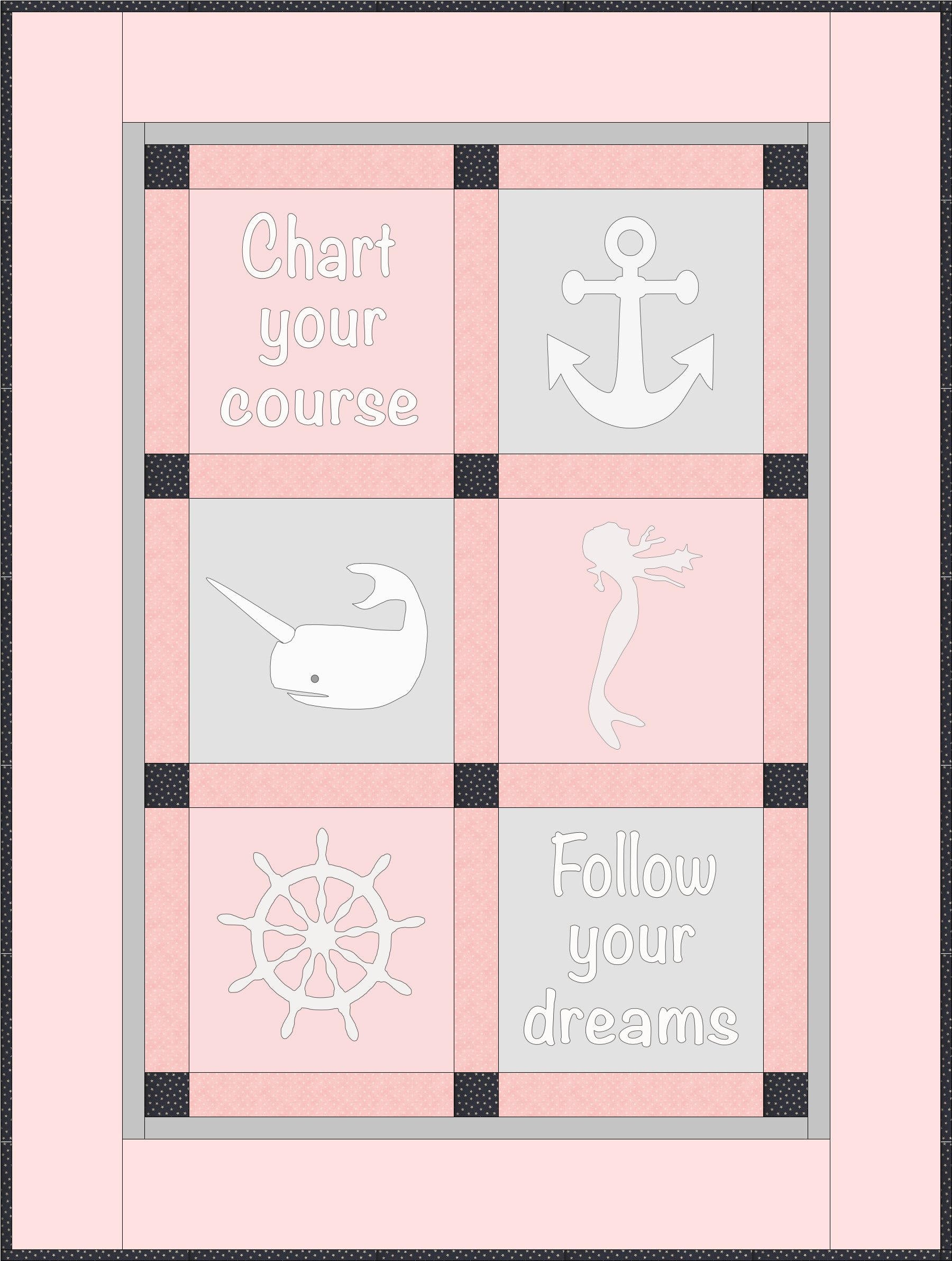 Nautical Baby Girl Quilt Pattern - Crib Size - Digital Download