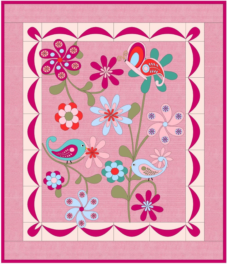 Birds, Butterflies & Flowers Quilt Pattern