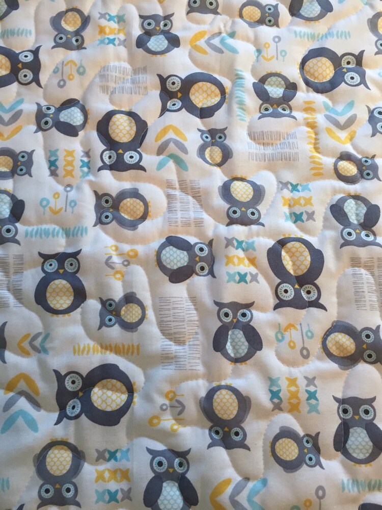 Modern Owls All Over Baby Quilt